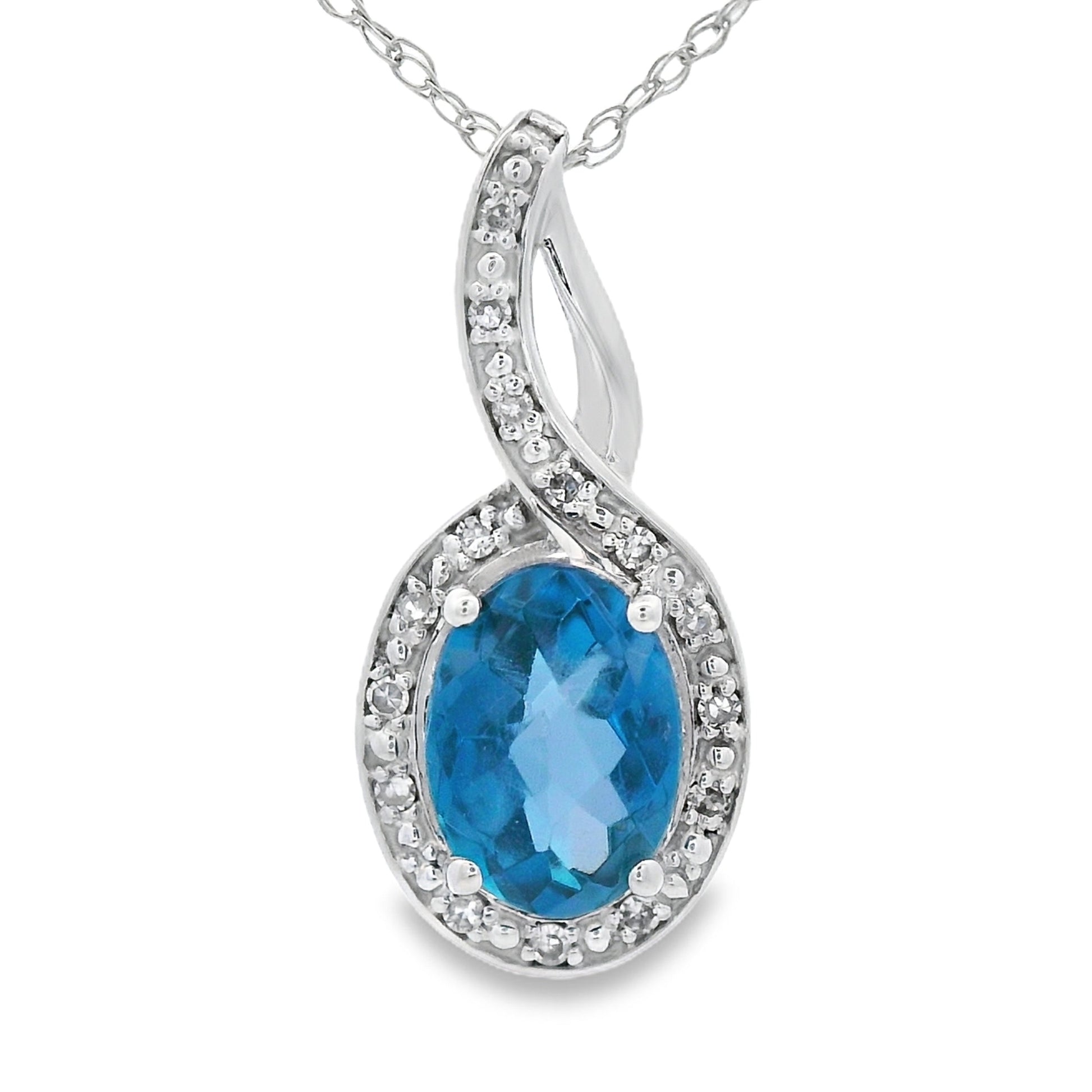 London Blue Topaz Fashion Pendants 10KT White Gold Bids.com