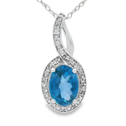 London Blue Topaz Fashion Pendants 10KT White Gold Bids.com