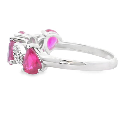 Natural 1.24ct Ruby Diamond Ring 14KT White Gold Bids.com