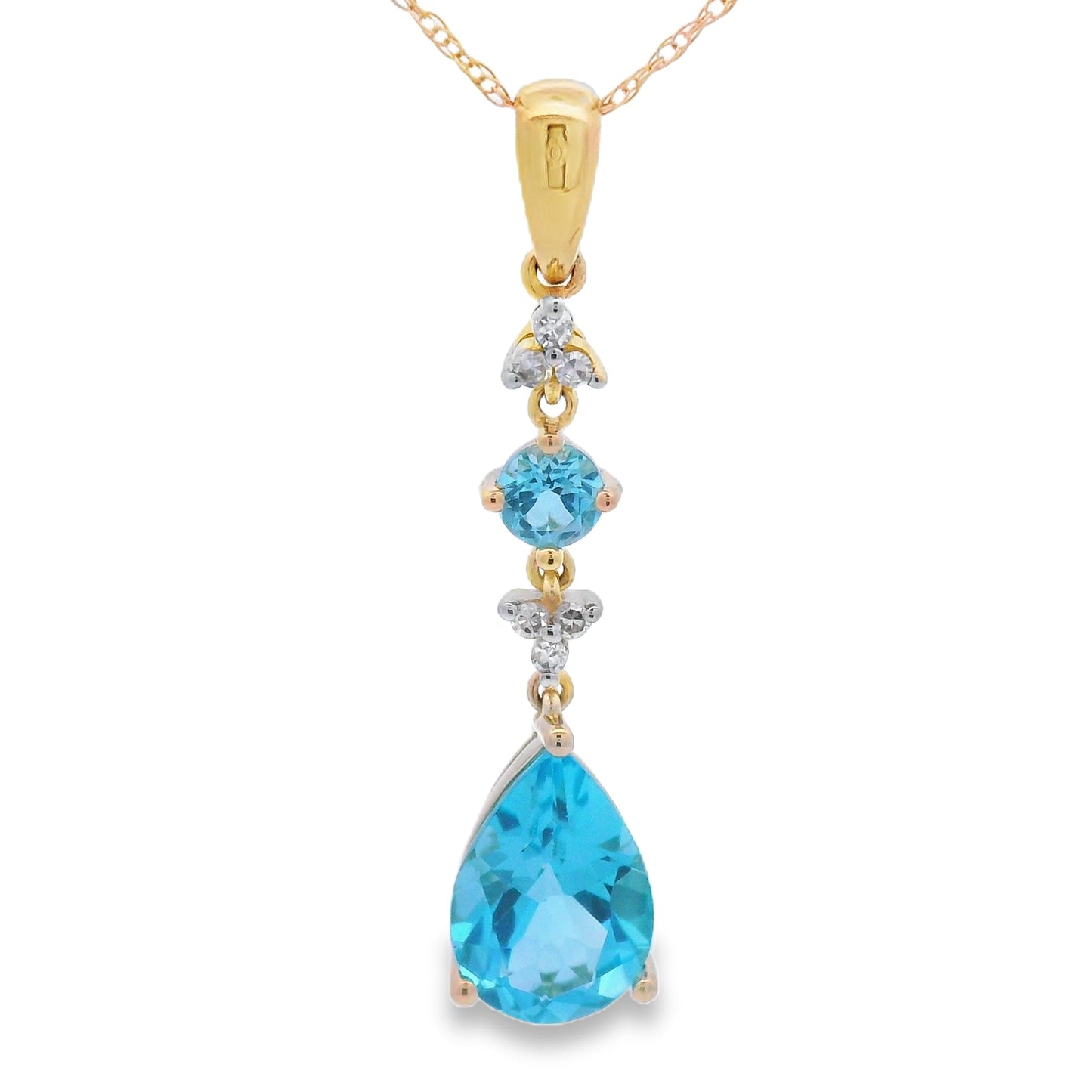 Blue Topaz Diamond Fashion Pendants 10KT Yellow Gold Bids.com