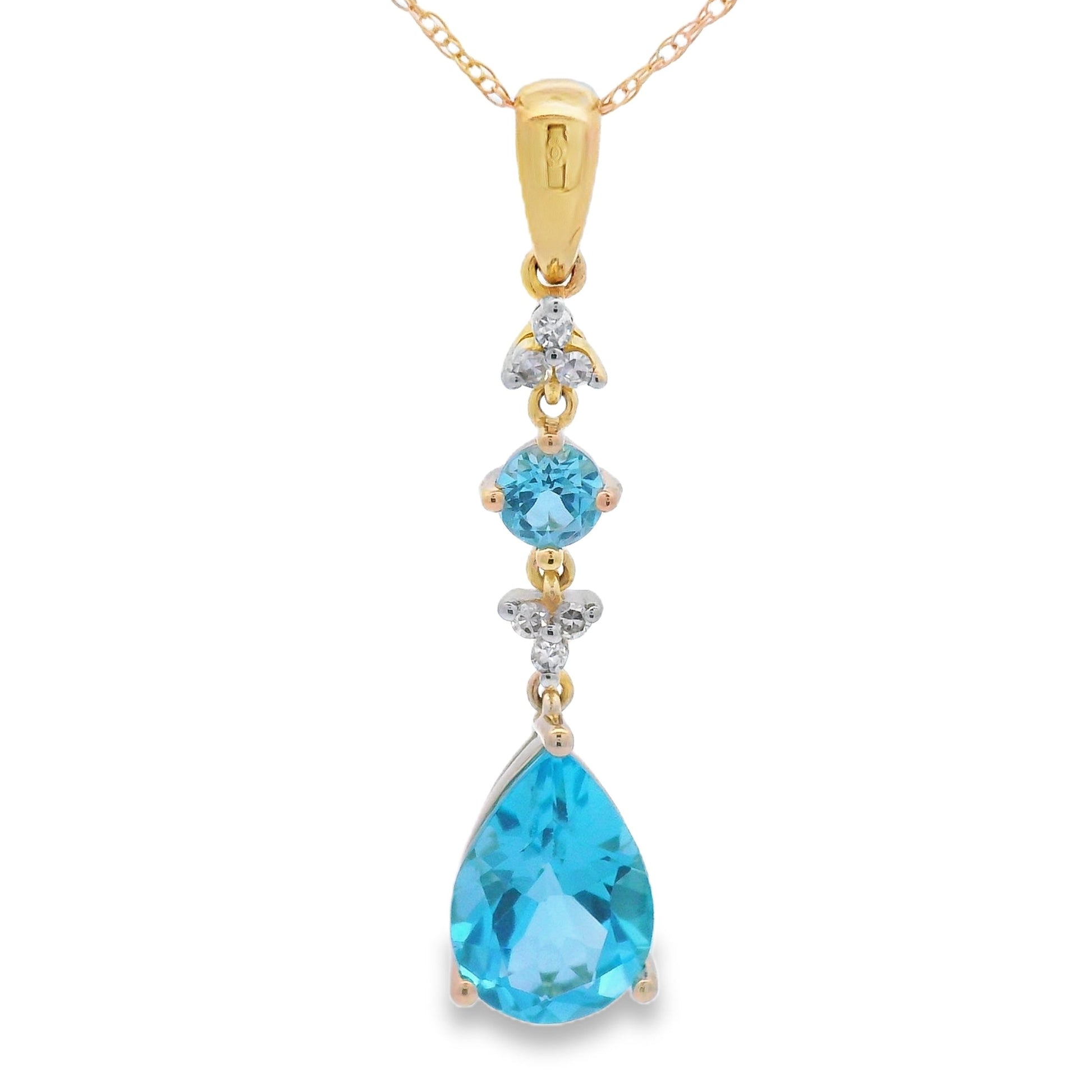 Blue Topaz Diamond Fashion Pendants 10KT Yellow Gold Bids.com