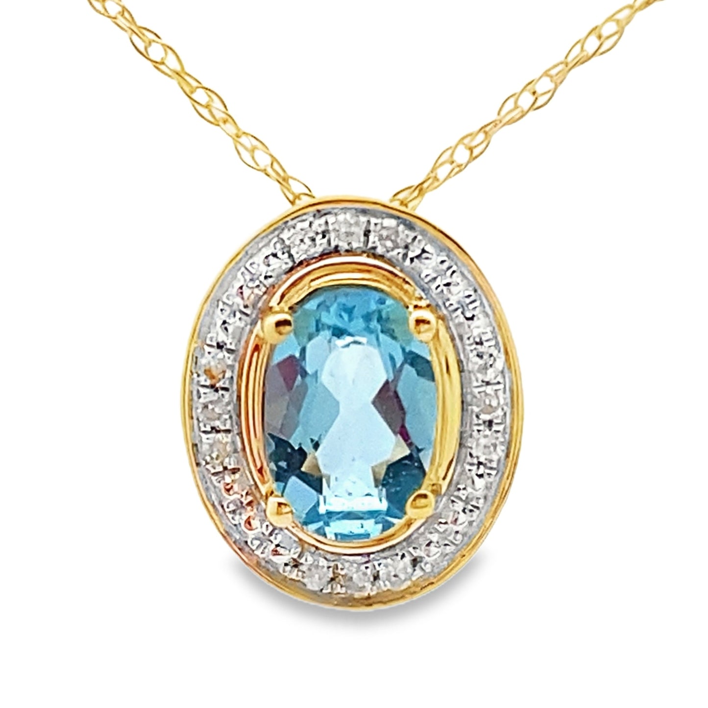 Blue Topaz Diamond Fashion Pendants 10KT Yellow Gold Bids.com