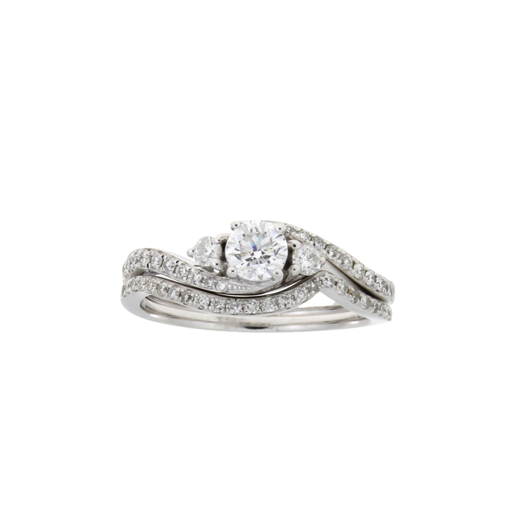 .70ct Diamond Engagement Ring Set 14KT White Gold Bids.com