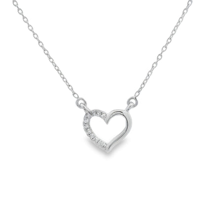 .03ct Diamond Heart Love Pendant 14KT White Gold Bids.com