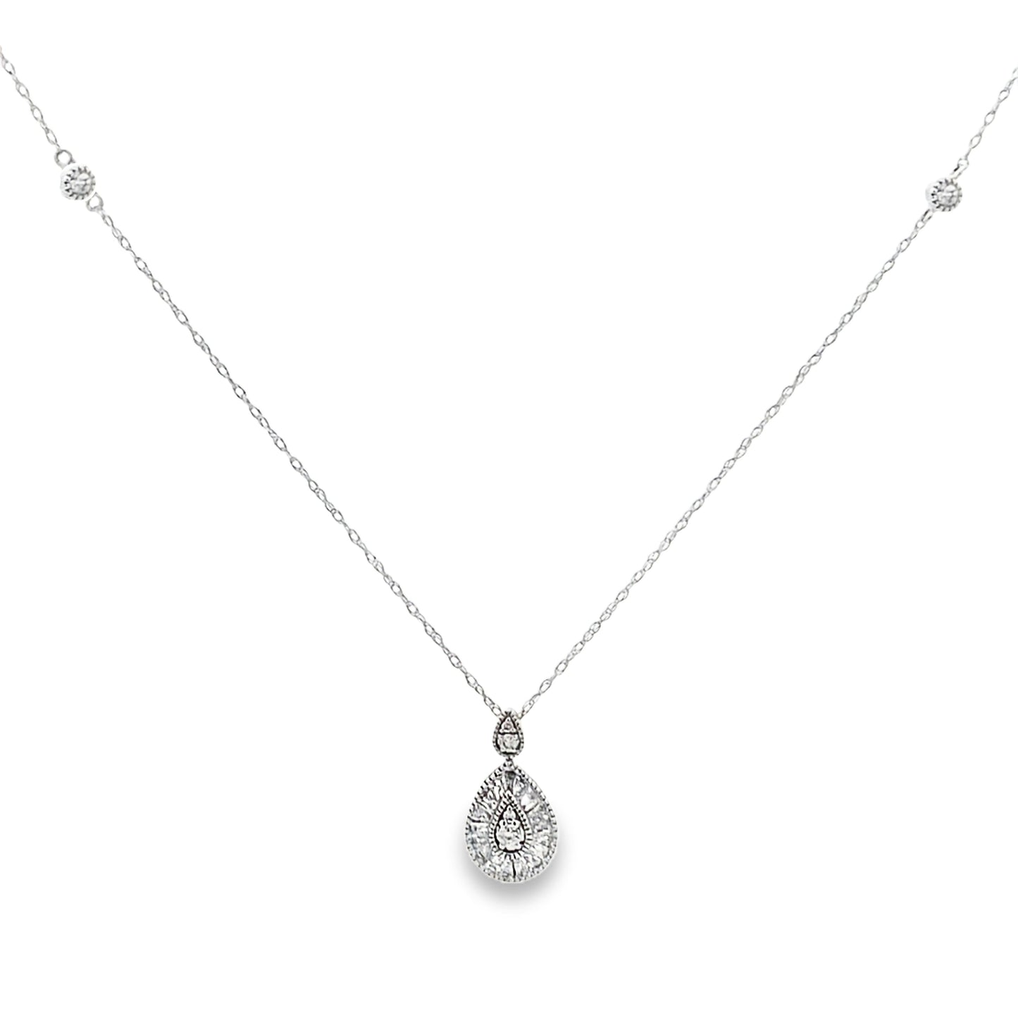 Genuine .32ct Diamond Fashion Pendants 14KT White Gold Bids.com