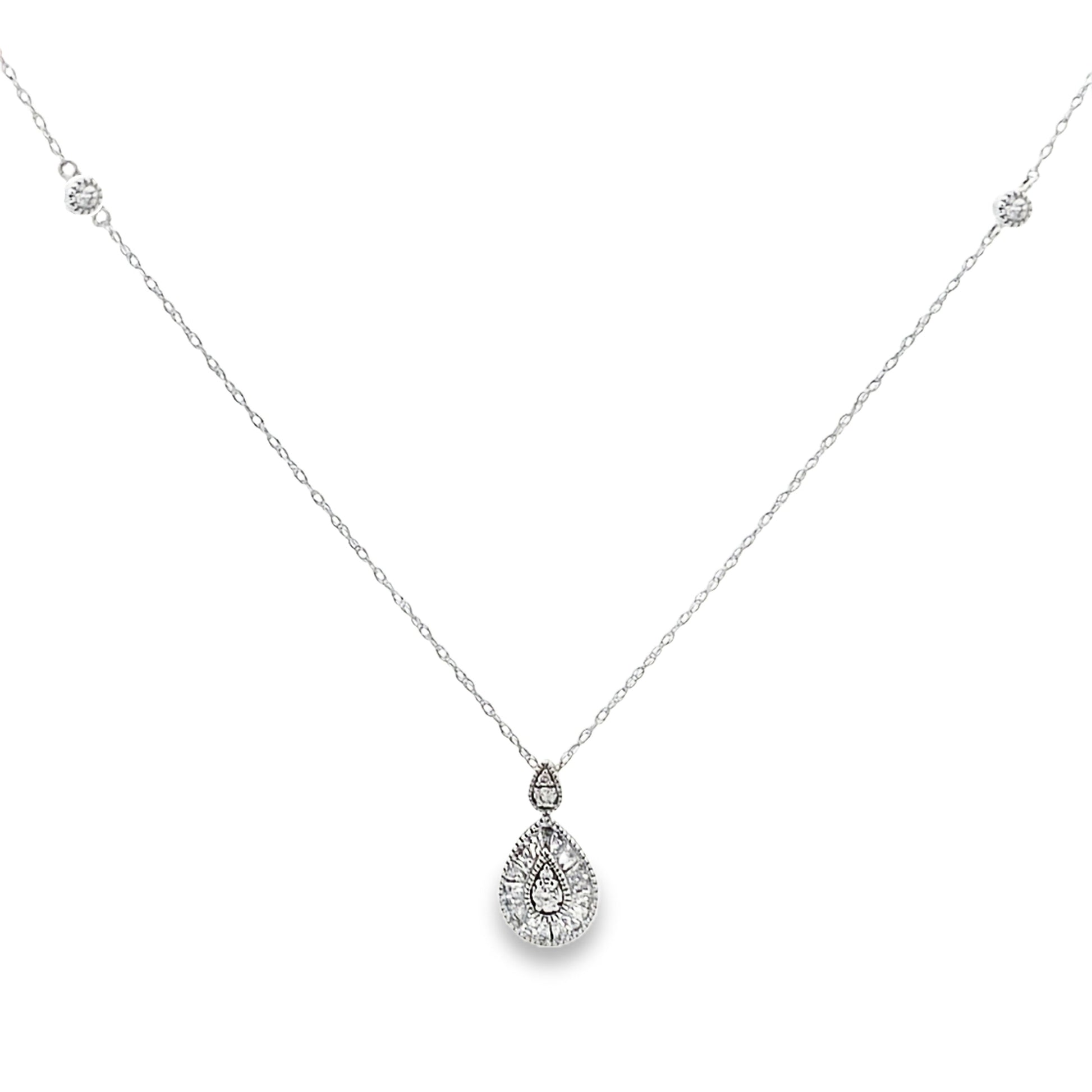 Genuine .32ct Diamond Fashion Pendants 14KT White Gold Bids.com