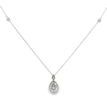 Genuine .32ct Diamond Fashion Pendants 14KT White Gold Bids.com