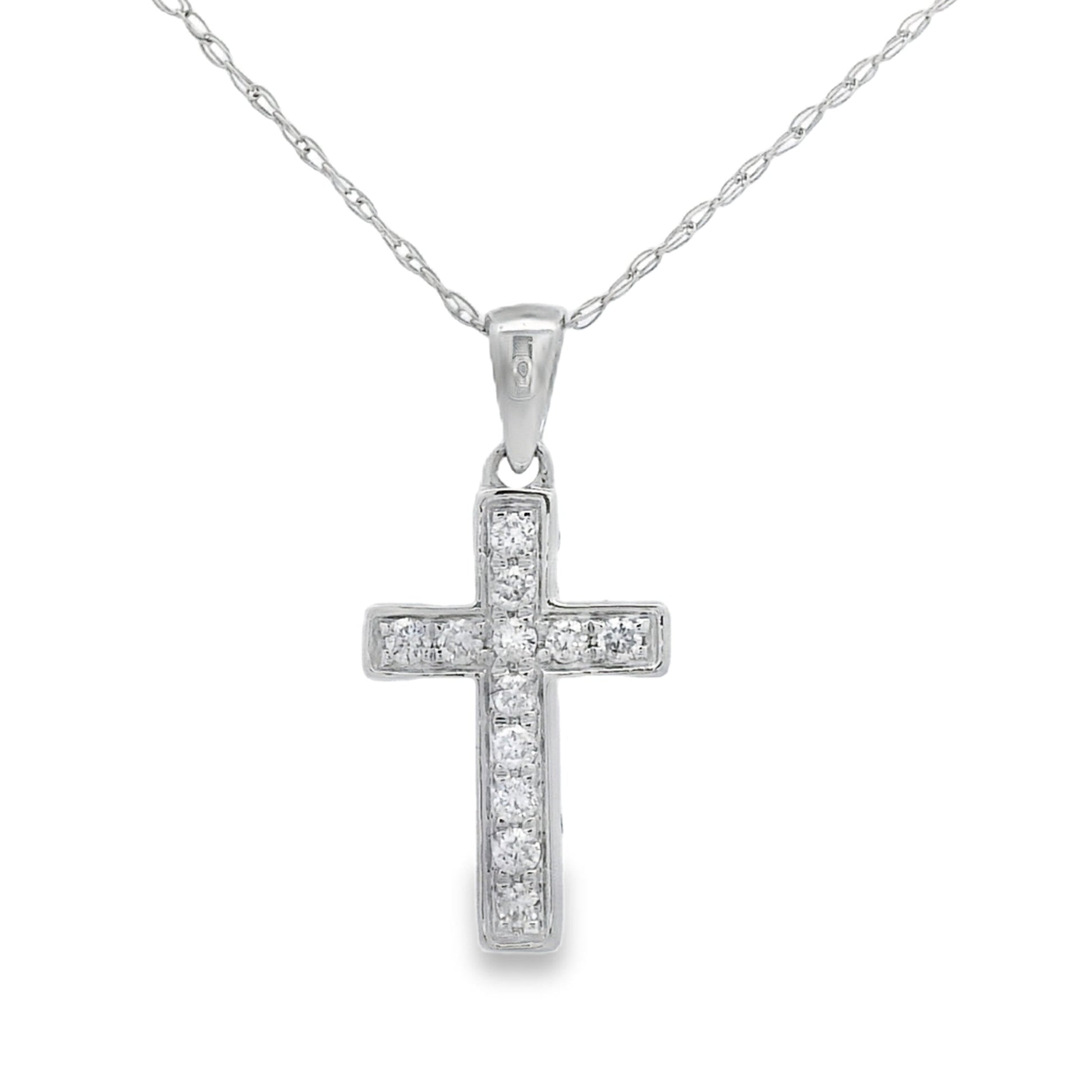 .12ct Diamond Cross Religious Pendant 14KT White Gold Bids.com