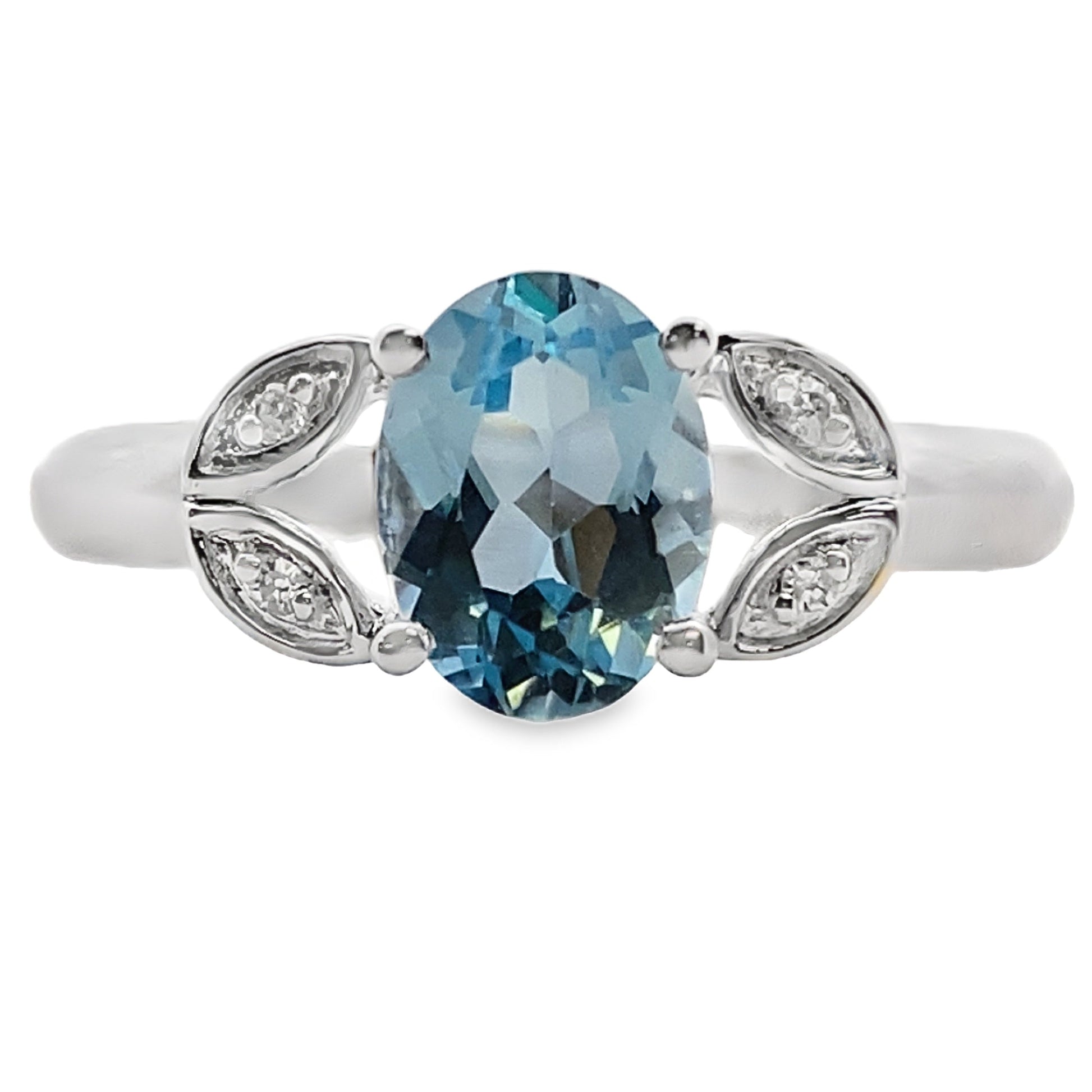 Blue Topaz Diamond Fashion band rings 10KT White Gold Bids.com
