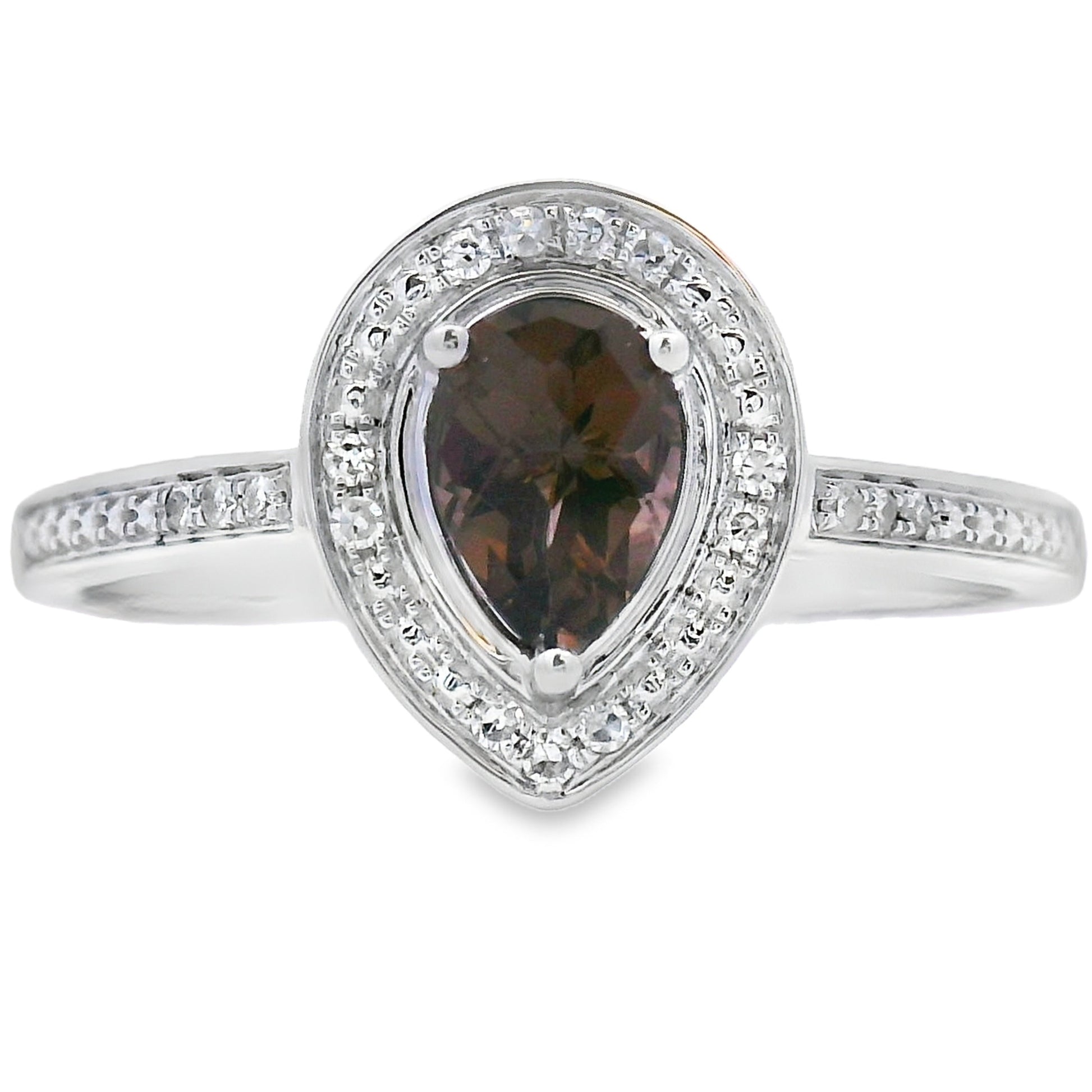 Natural .46ct Quartz Diamond Ring 10KT White Gold Bids.com