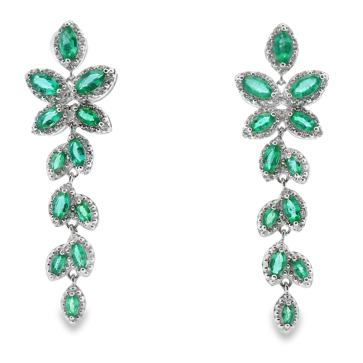 2.02ct Emerald Zircon Dangle Earrings Sterling Silver Bids.com