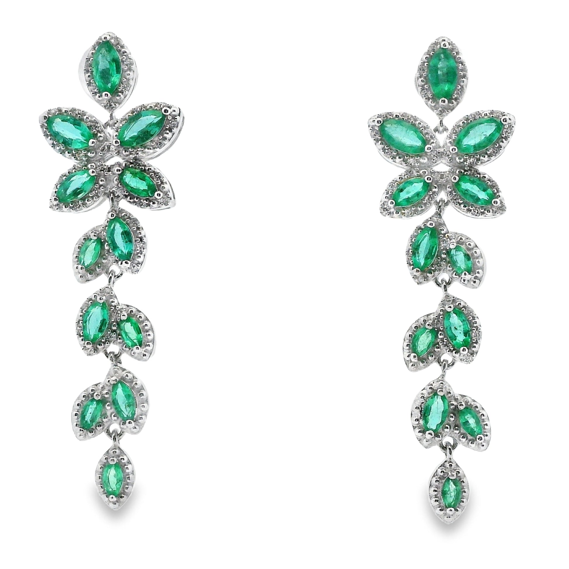 2.02ct Emerald Zircon Dangle Earrings Sterling Silver Bids.com