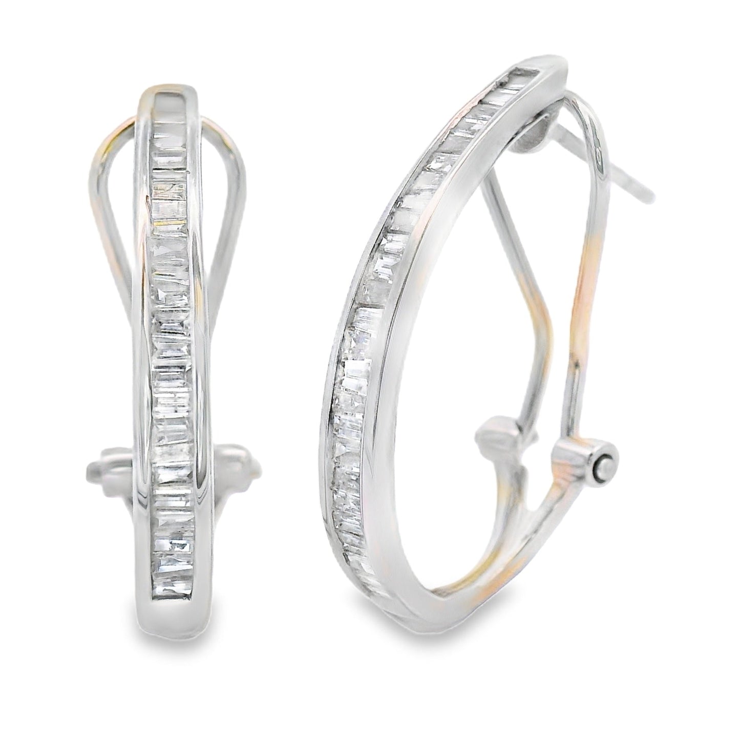 Natural .50ct Diamond Hoop Earrings 14KT White Gold Bids.com