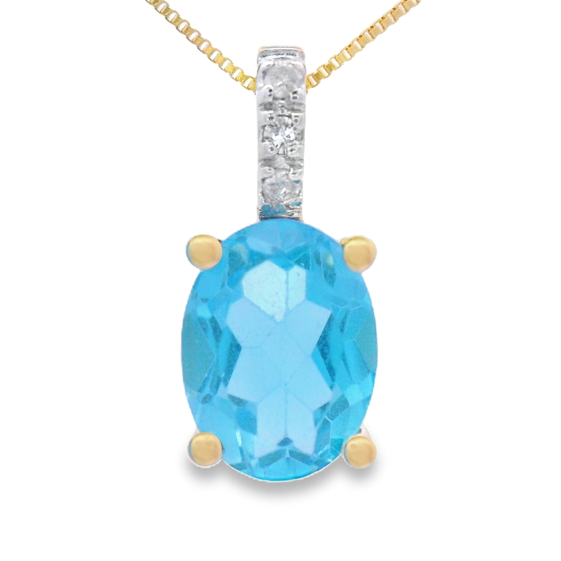 Blue Topaz Diamond Fashion Pendants 10KT Yellow Gold Bids.com