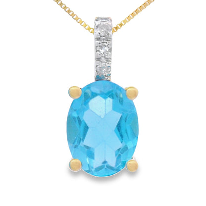 Blue Topaz Diamond Fashion Pendants 10KT Yellow Gold Bids.com