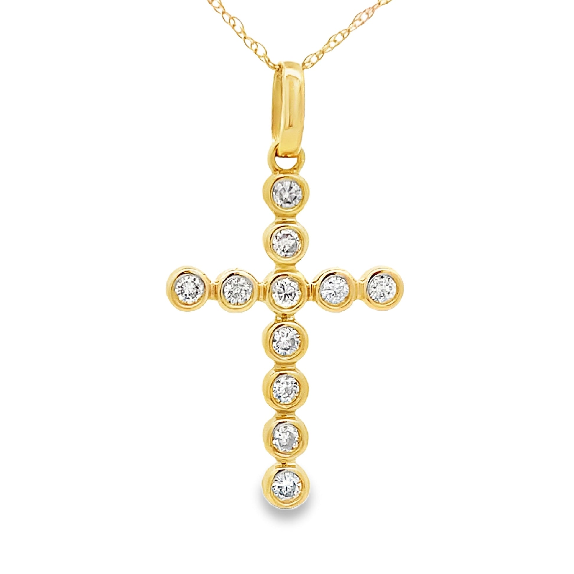 .31ct Diamond Cross Religious Pendant 14KT Yellow Gold Bids.com