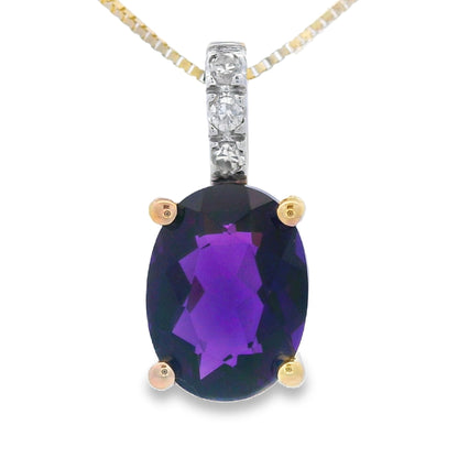 Amethyst Diamond Fashion Pendants 10KT Yellow Gold Bids.com