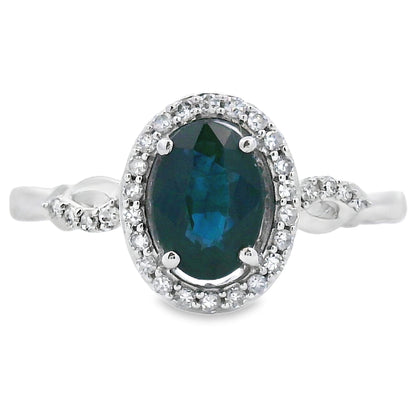 Natural 1.07ct Sapphire Diamond Ring 10KT White Gold Bids.com