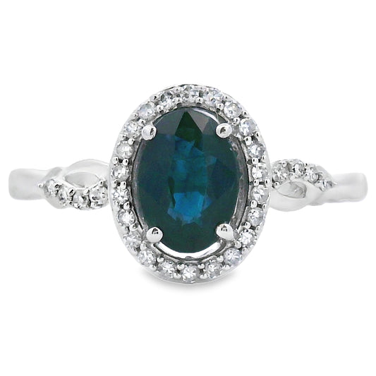 Natural 1.07ct Sapphire Diamond Ring 10KT White Gold Bids.com