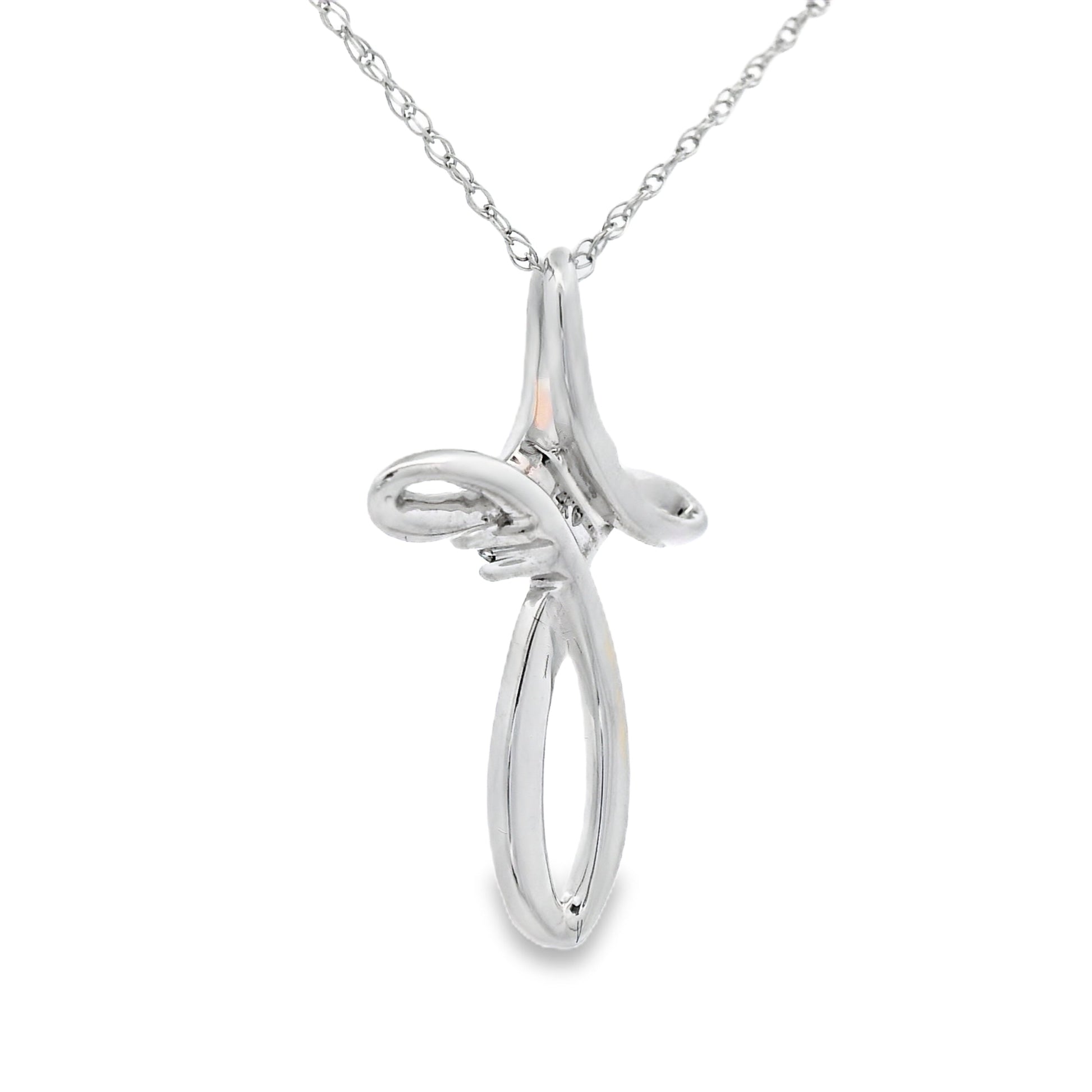 .04ct Diamond Cross Religious Pendant 14KT White Gold Bids.com