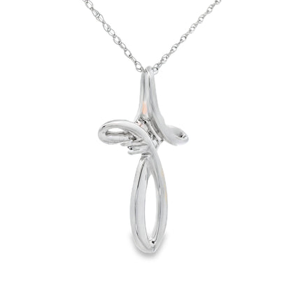 .04ct Diamond Cross Religious Pendant 14KT White Gold Bids.com