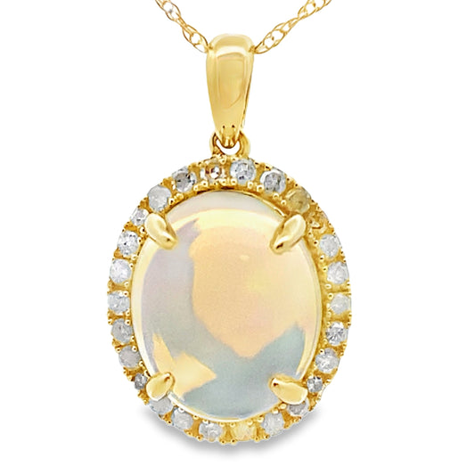 2.39ct Opal Diamond Fashion Pendants 10KT Yellow Gold Bids.com