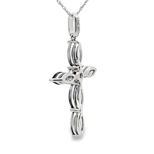 1.73ct Sapphire Cross Religious Pendant 10KT White Gold Bids.com