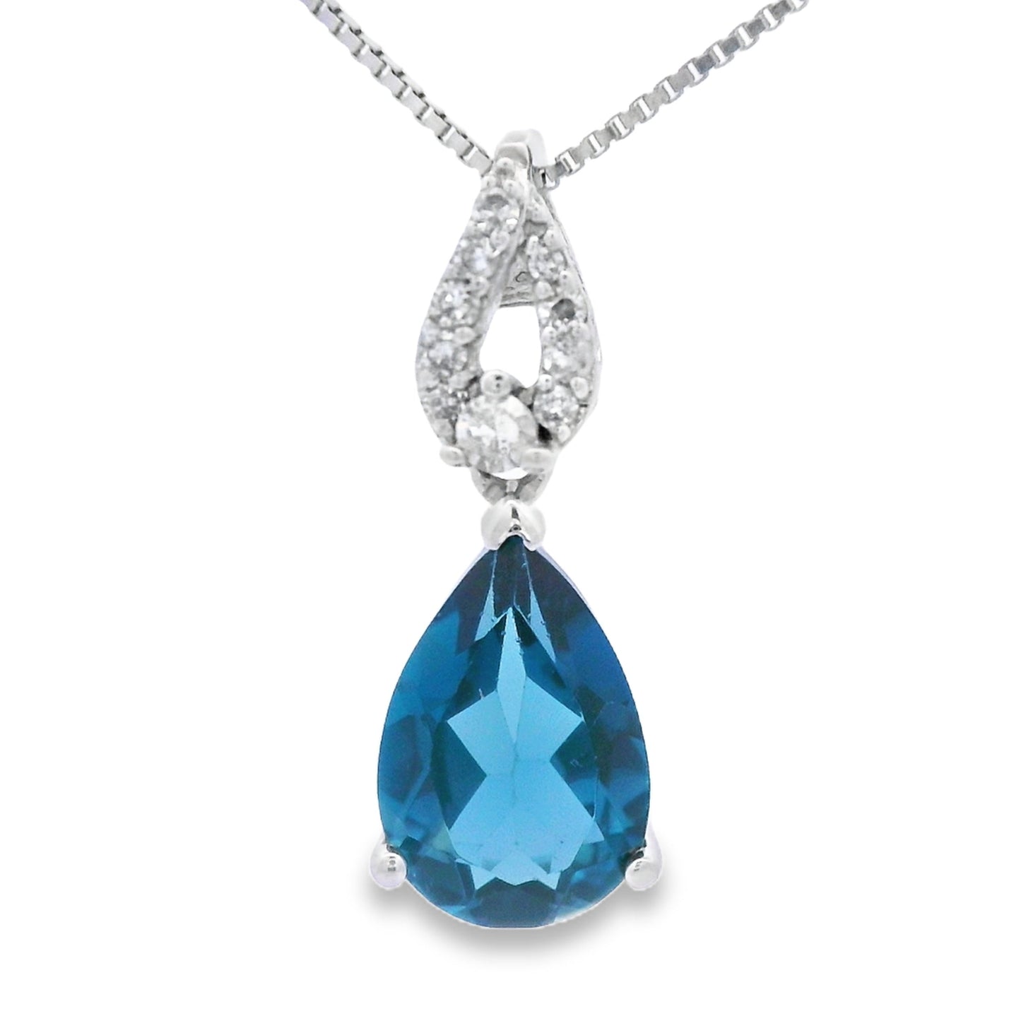 London Blue Topaz Fashion Pendants 10KT White Gold Bids.com