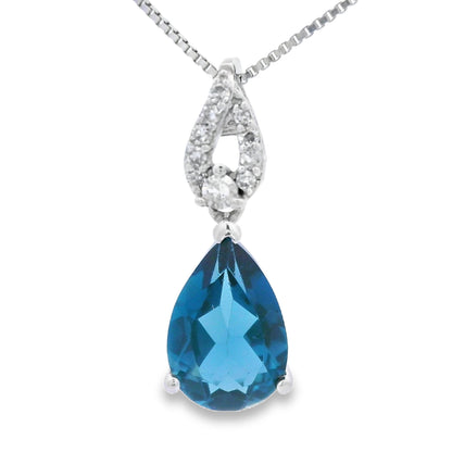 London Blue Topaz Fashion Pendants 10KT White Gold Bids.com