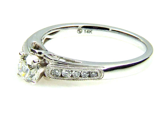 Natural .50ct Diamond Eng Only 14KT White Gold Bids.com