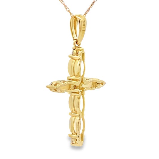 Opal Diamond Cross Religious Pendant 10KT Yellow Gold Bids.com