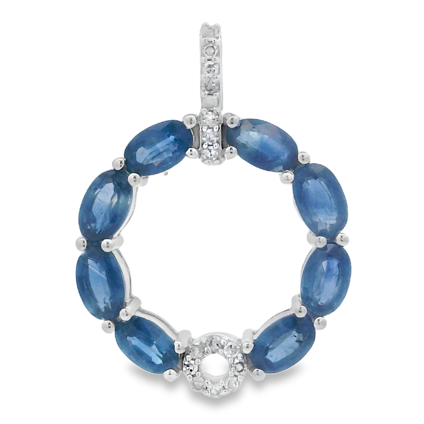 Sapphire Diamond Fashion Pendants 14KT White Gold Bids.com