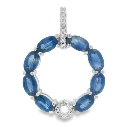 Sapphire Diamond Fashion Pendants 14KT White Gold Bids.com