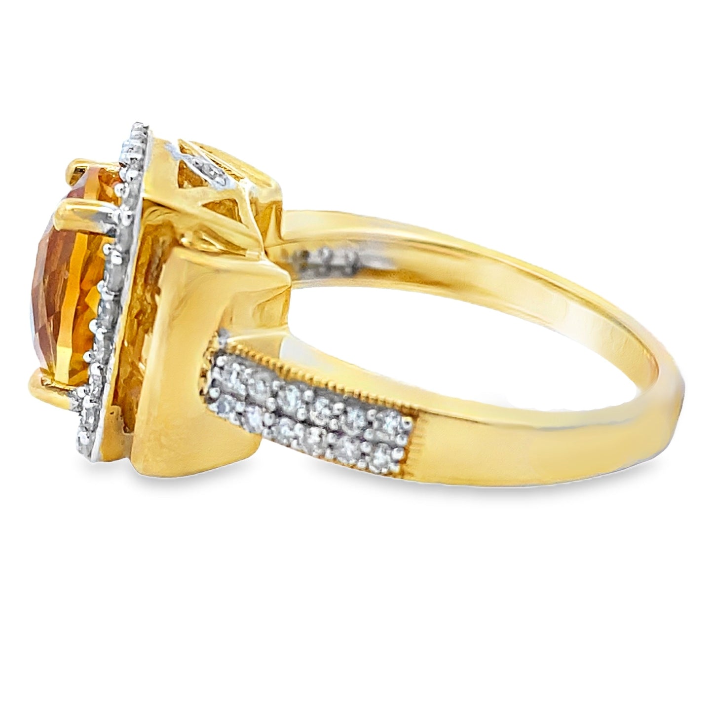 Genuine 2.47ct Citrine Diamond Ring 10KT Yellow Gold Bids.com