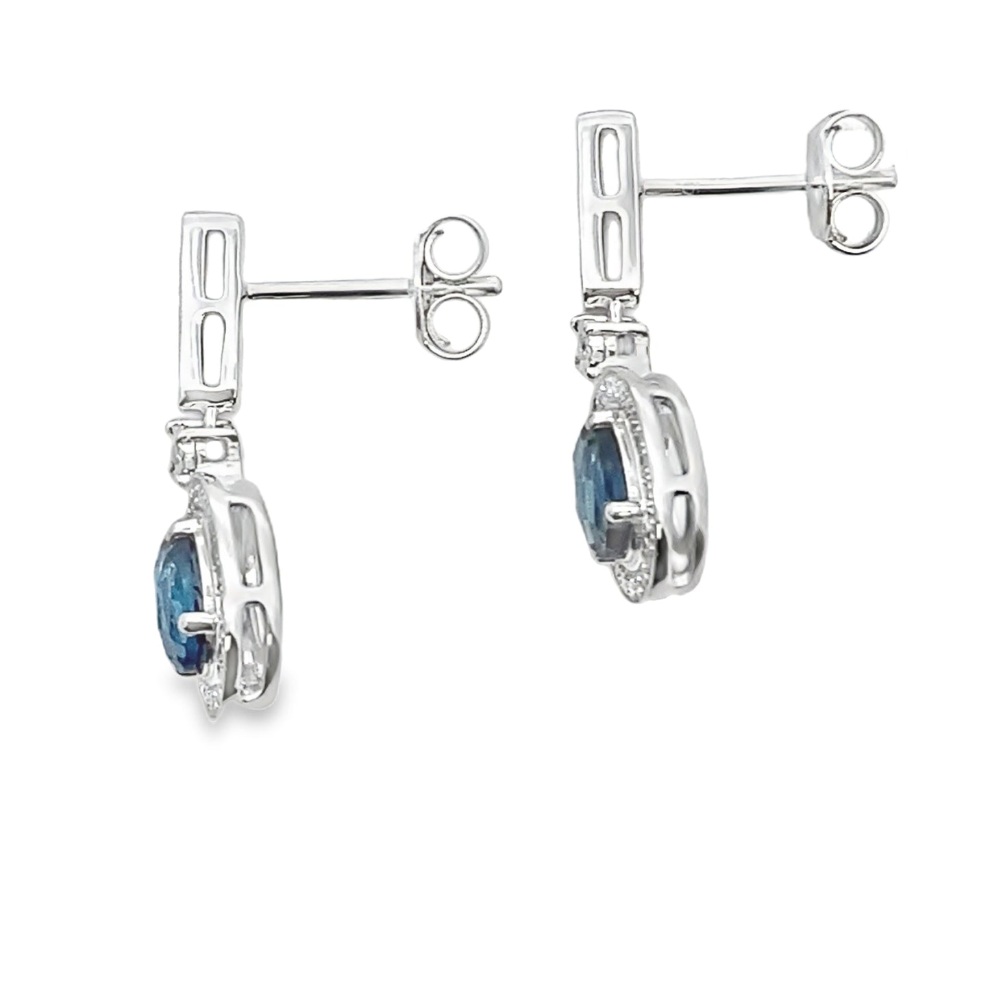 London Blue Topaz Dangle Earrings 10KT White Gold Bids.com
