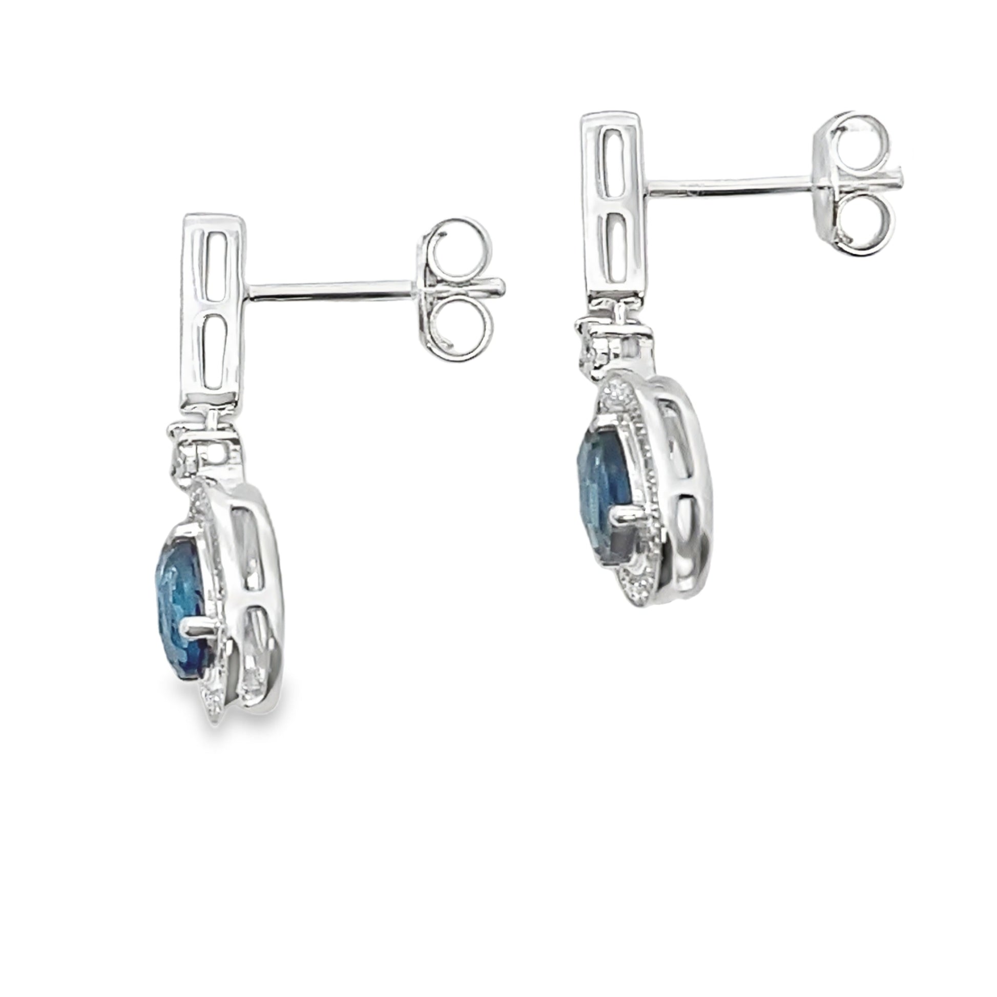 London Blue Topaz Dangle Earrings 10KT White Gold Bids.com