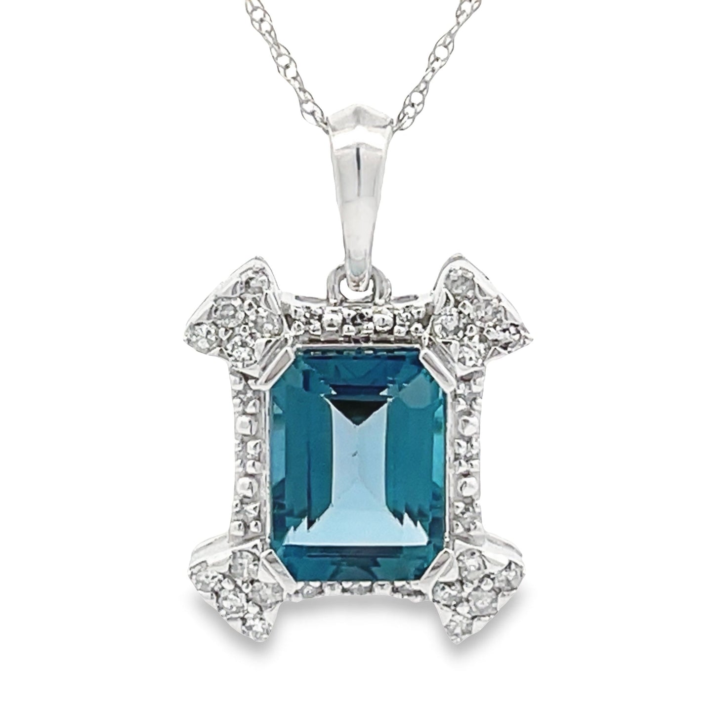 London Blue Topaz Fashion Pendants 10KT White Gold Bids.com