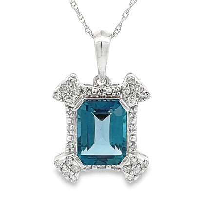 London Blue Topaz Fashion Pendants 10KT White Gold Bids.com