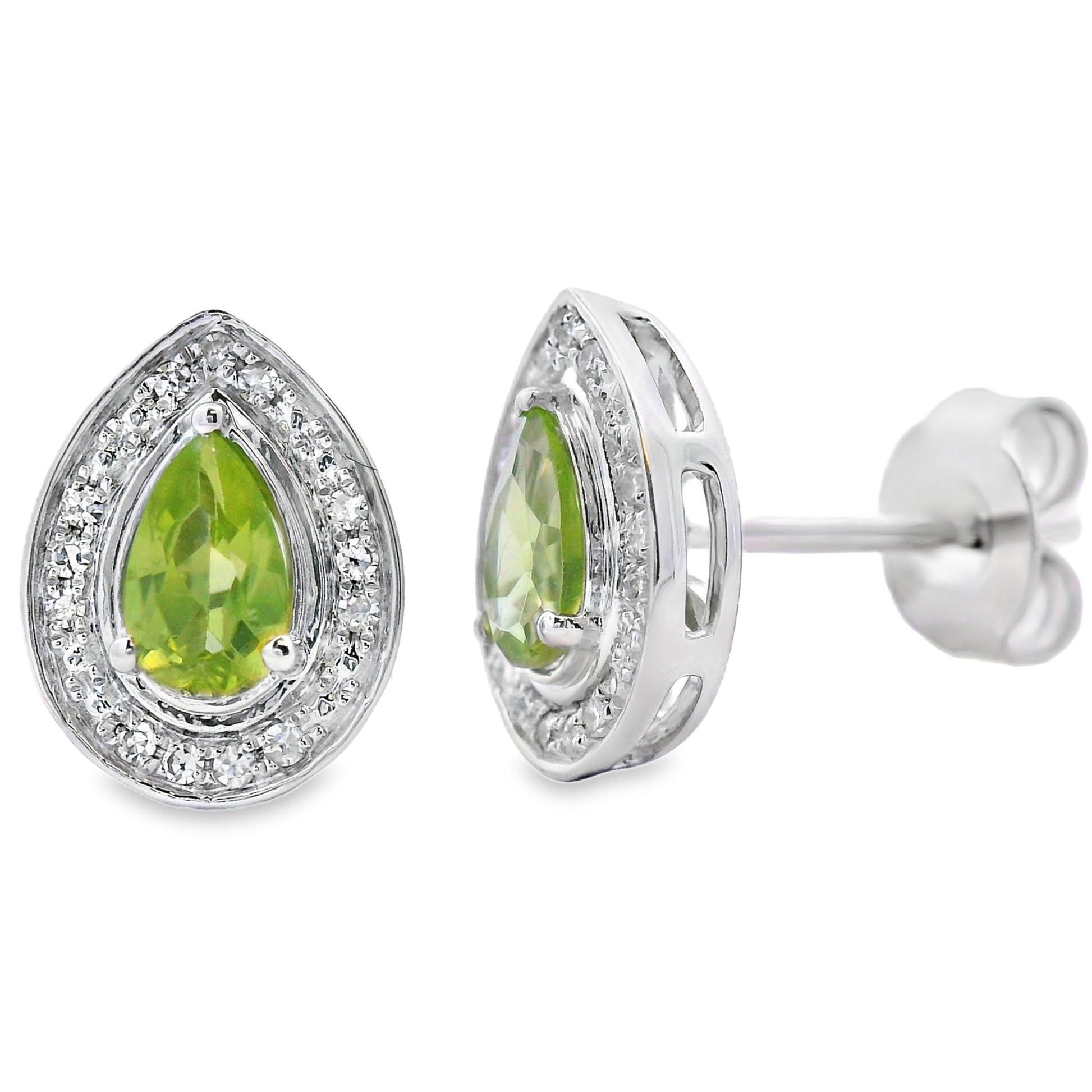 .56ct Peridot Diamond Stud Earrings 10KT White Gold Bids.com