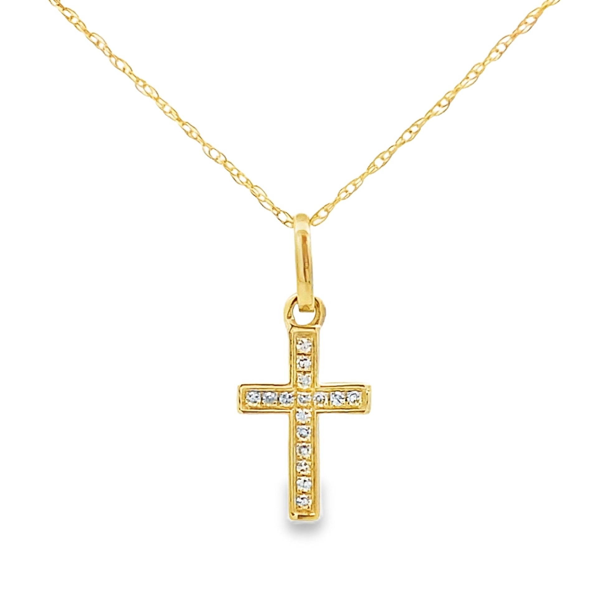 .05ct Diamond Cross Religious Pendant 14KT Yellow Gold Bids.com