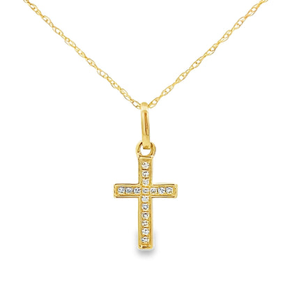 .05ct Diamond Cross Religious Pendant 14KT Yellow Gold Bids.com