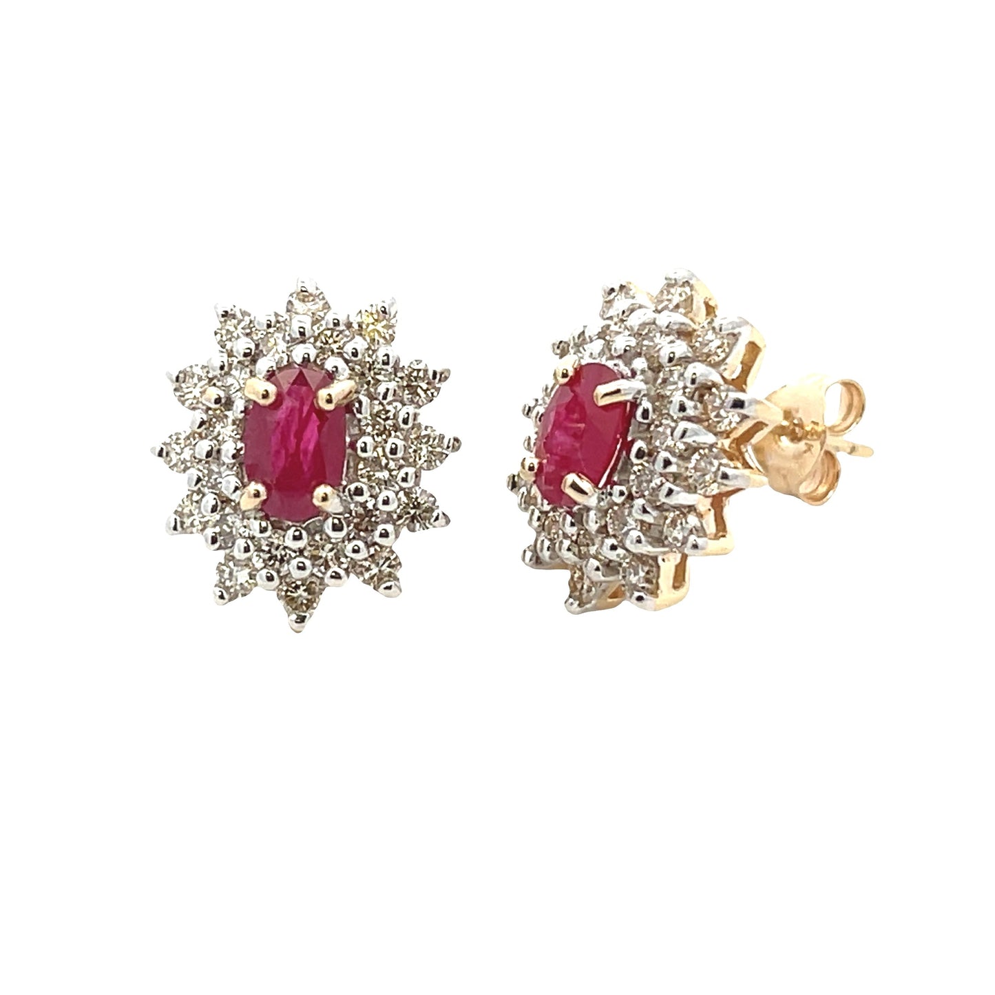Natural 2.30ct Ruby Diamond Earrings 14KT Yellow Gold Bids.com