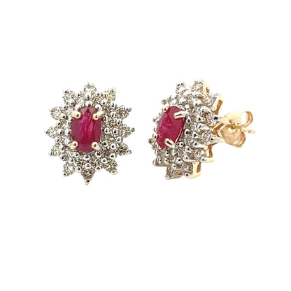 Natural 2.30ct Ruby Diamond Earrings 14KT Yellow Gold Bids.com