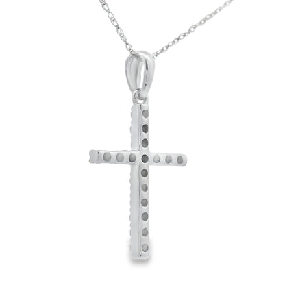 .25ct Diamond Cross Religious Pendant 14KT White Gold Bids.com