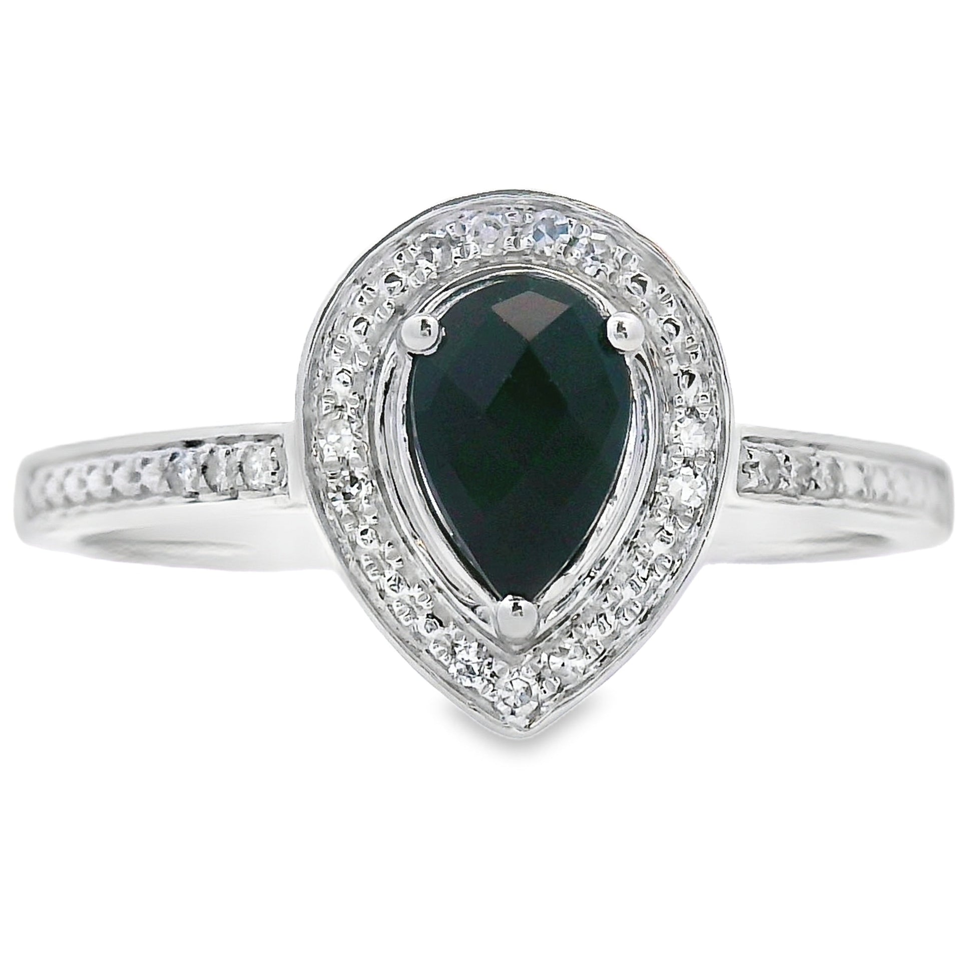 Natural .52ct Onyx Diamond Ring 10KT White Gold Bids.com