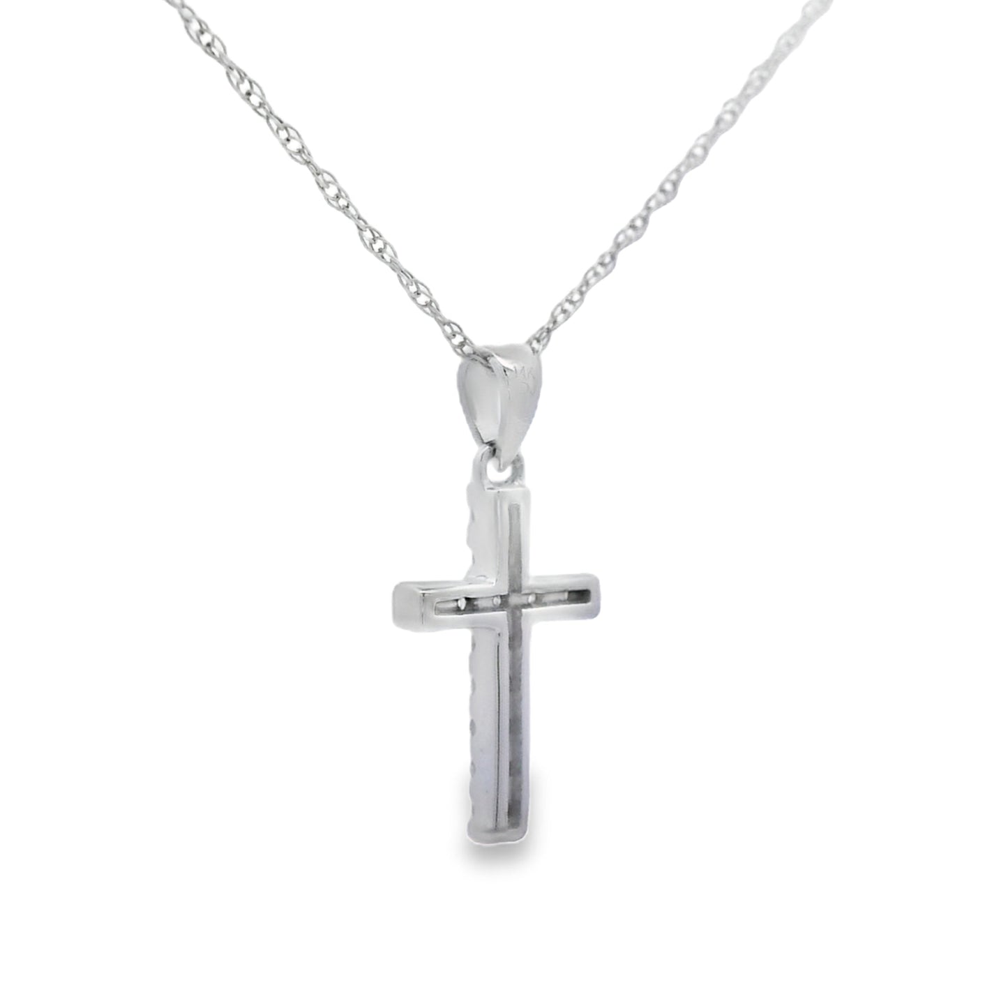 .11ct Diamond Cross Religious Pendant 14KT White Gold Bids.com