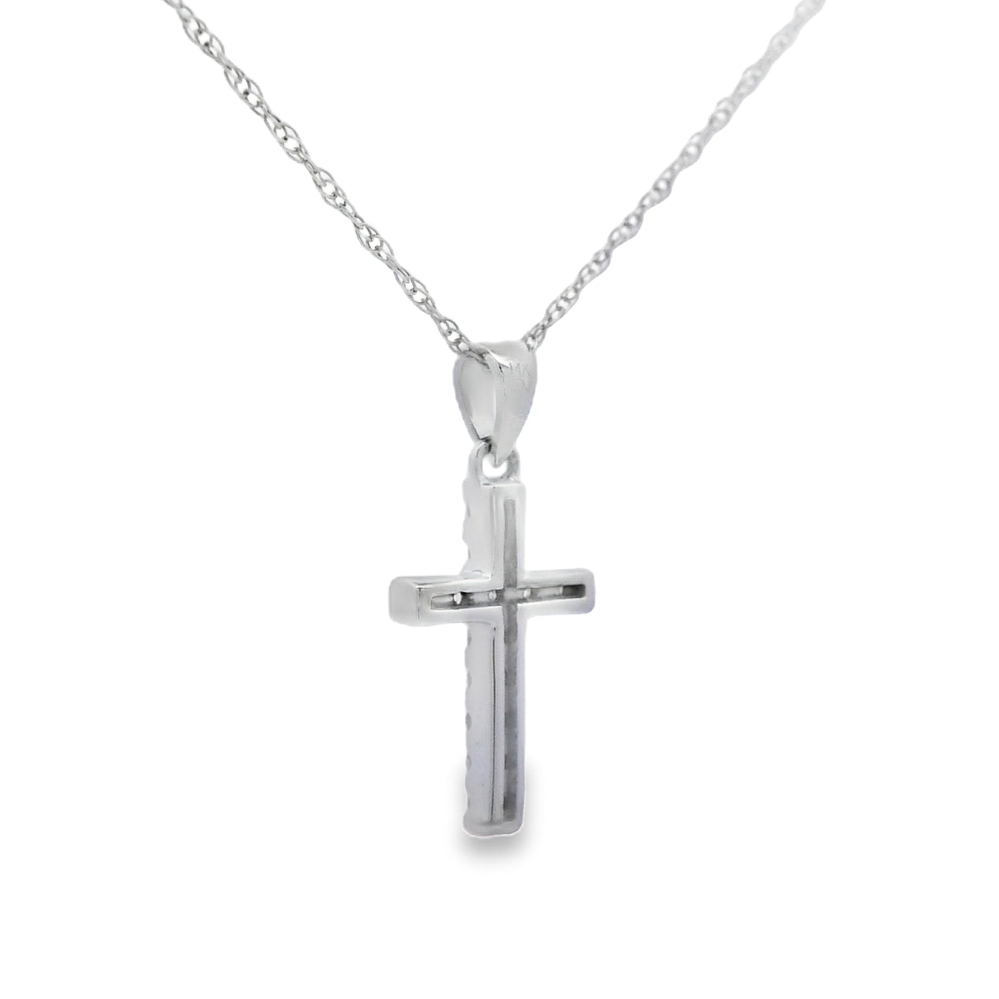 .11ct Diamond Cross Religious Pendant 14KT White Gold Bids.com