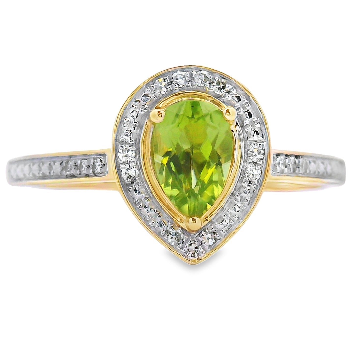 Genuine .50ct Peridot Diamond Ring 10KT Yellow Gold Bids.com