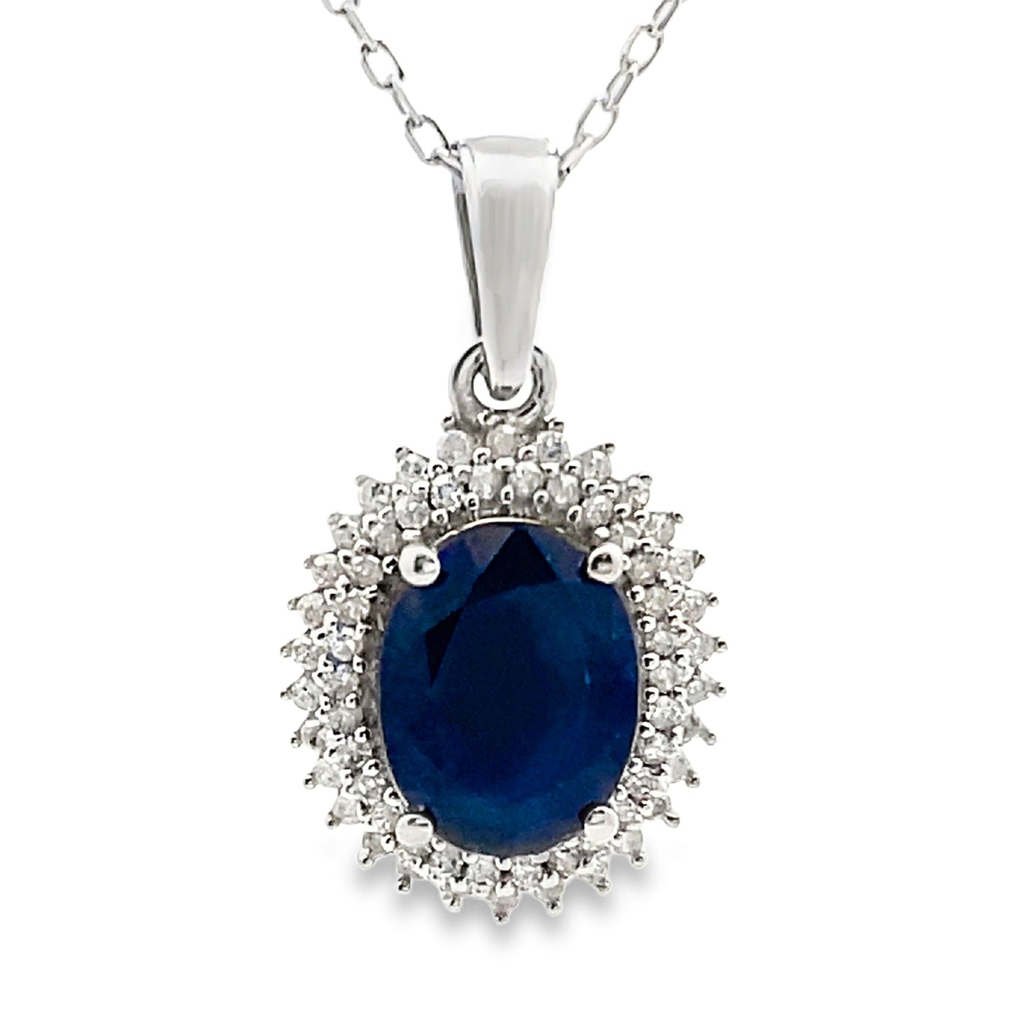 Sapphire Diamond Fashion Pendants 10KT White Gold Bids.com
