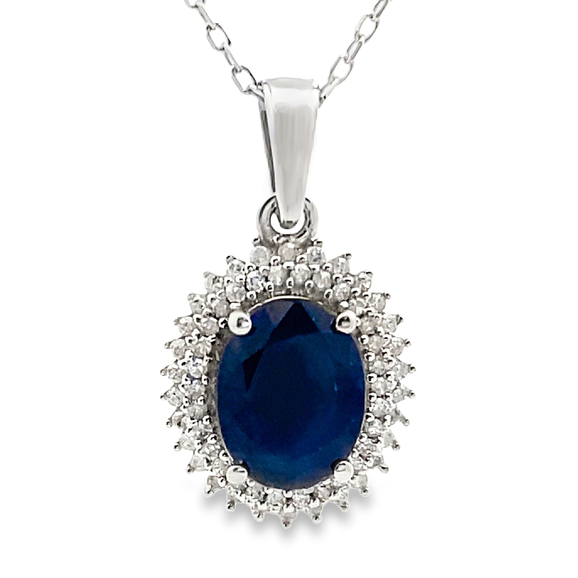 Sapphire Diamond Fashion Pendants 10KT White Gold Bids.com
